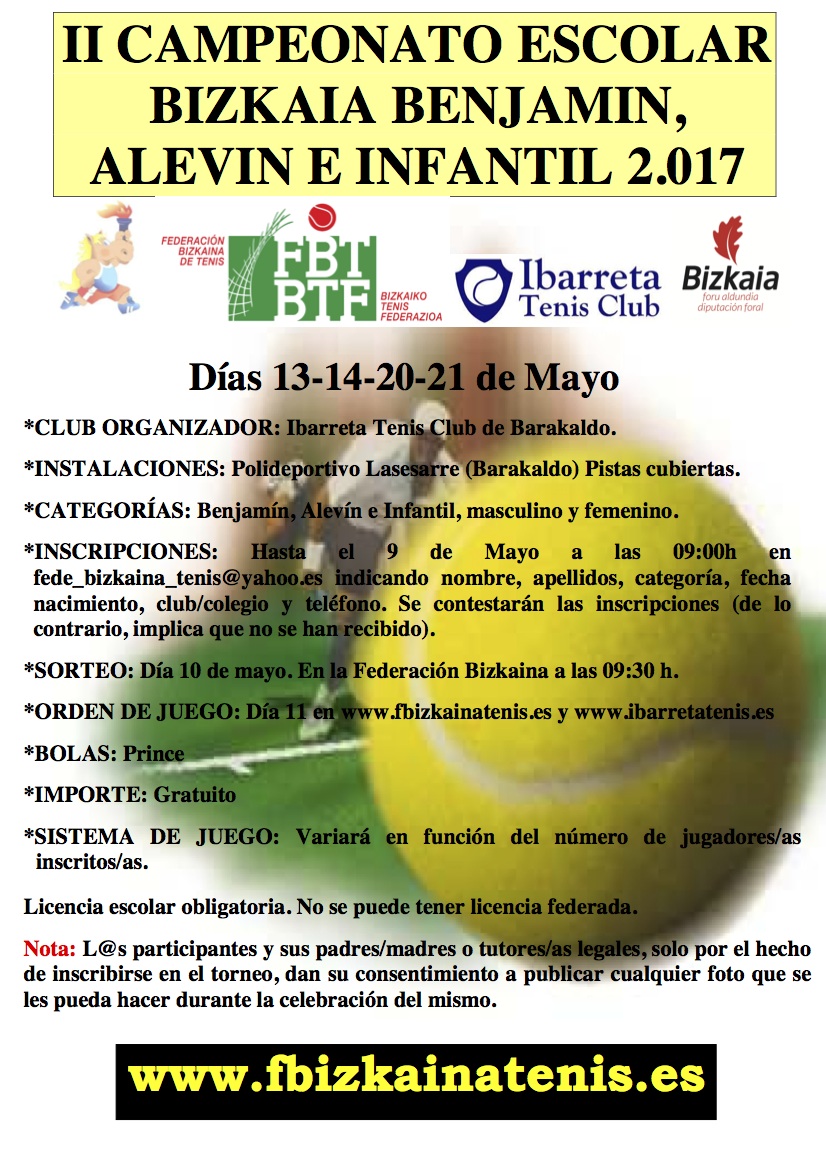 II Campeonato Escolar de Bizkaia a Ibarreta Tenis Club en Barakaldo
